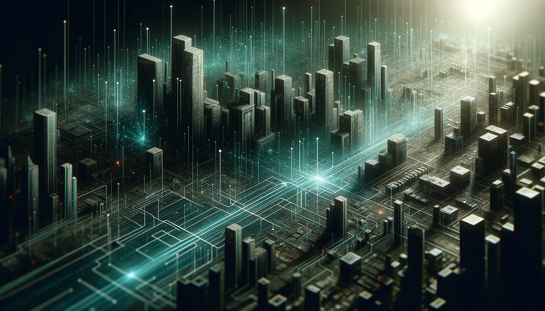 Dark, approachable tech banner showing algorithm flowchart with teal accents, gently complex.