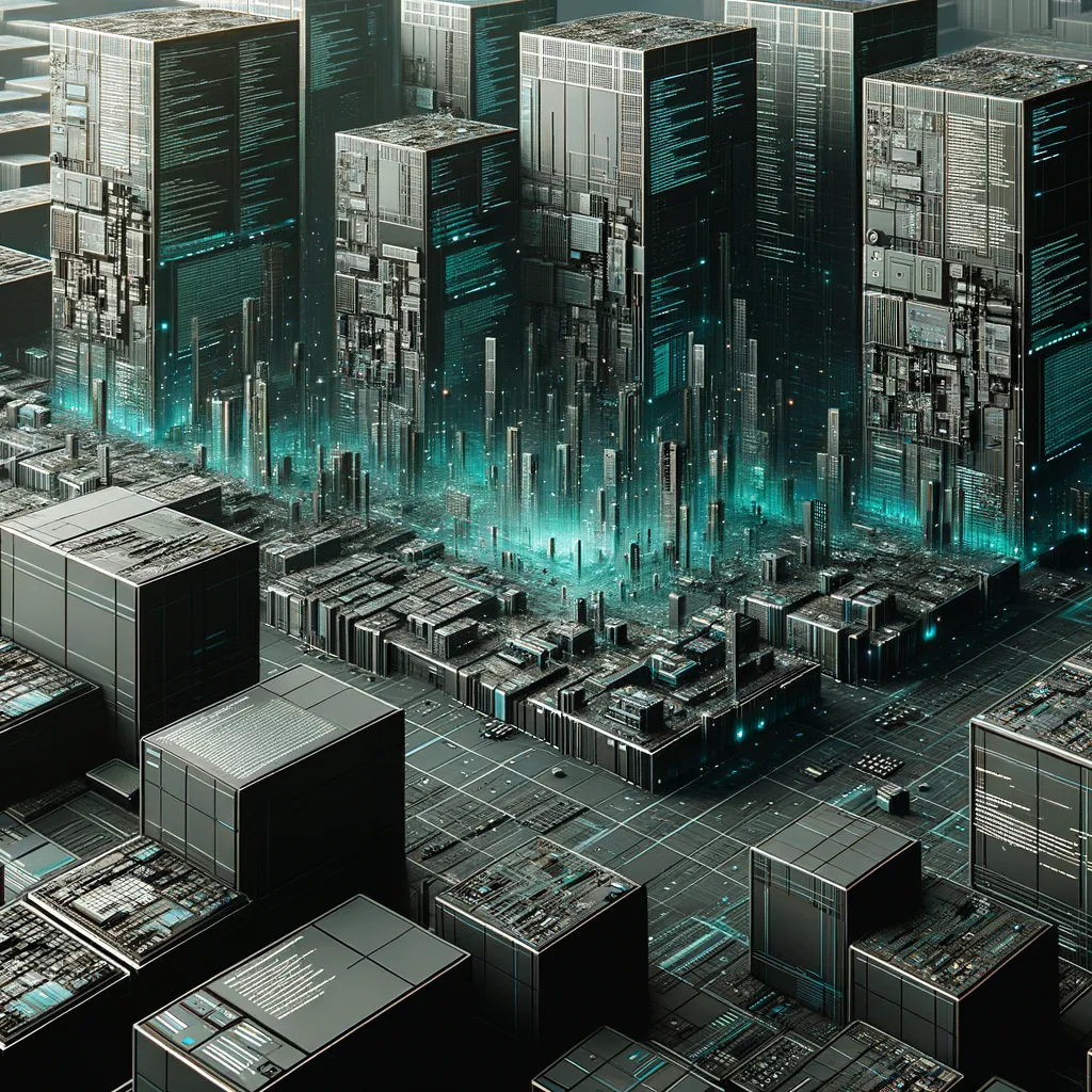Photorealistic dark banner; teal-lit code and abstract grids depict innovative responsive web design.