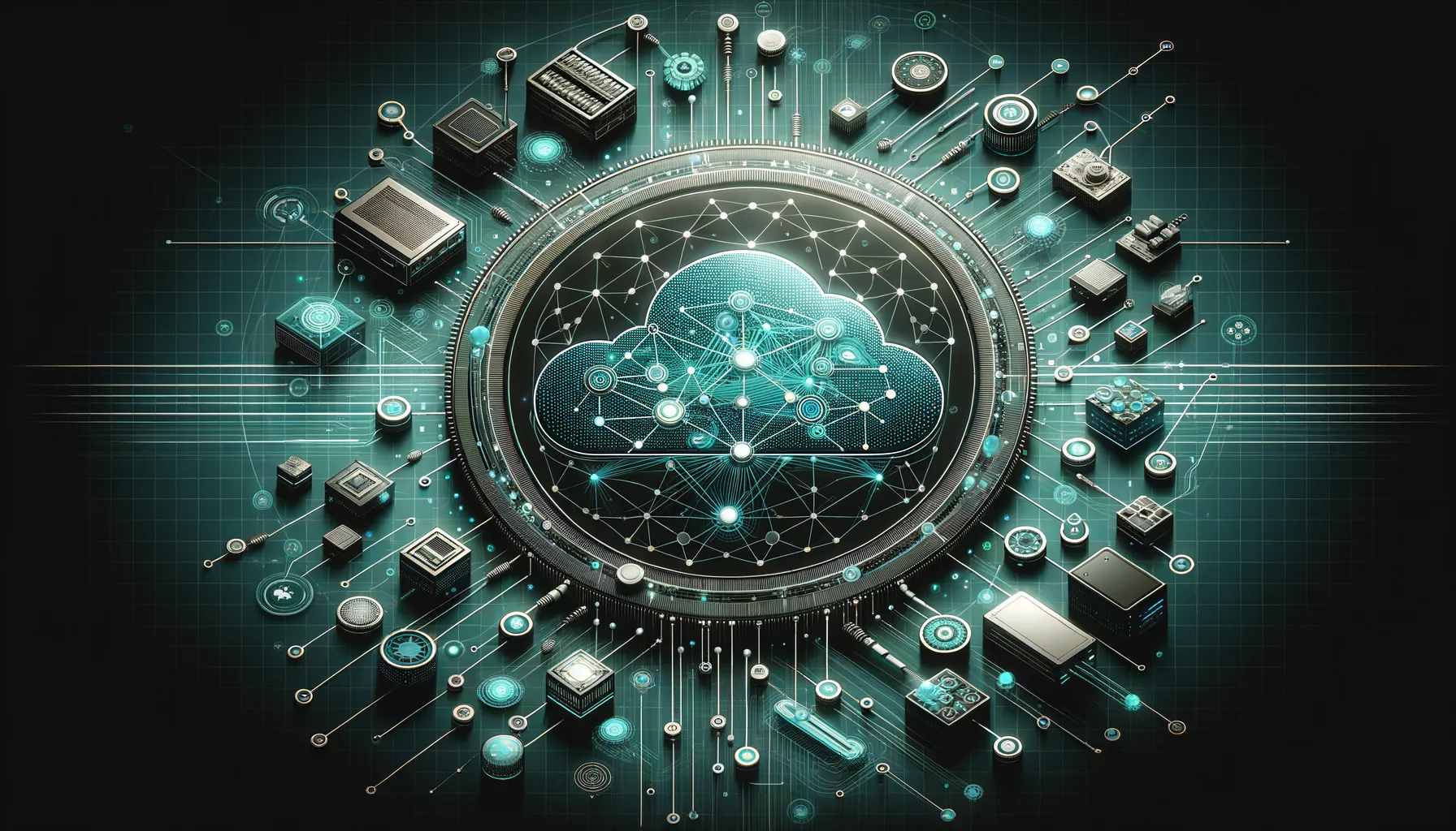 Dark blog banner depicting essential network topologies, teal accents highlighting modern infrastructure.