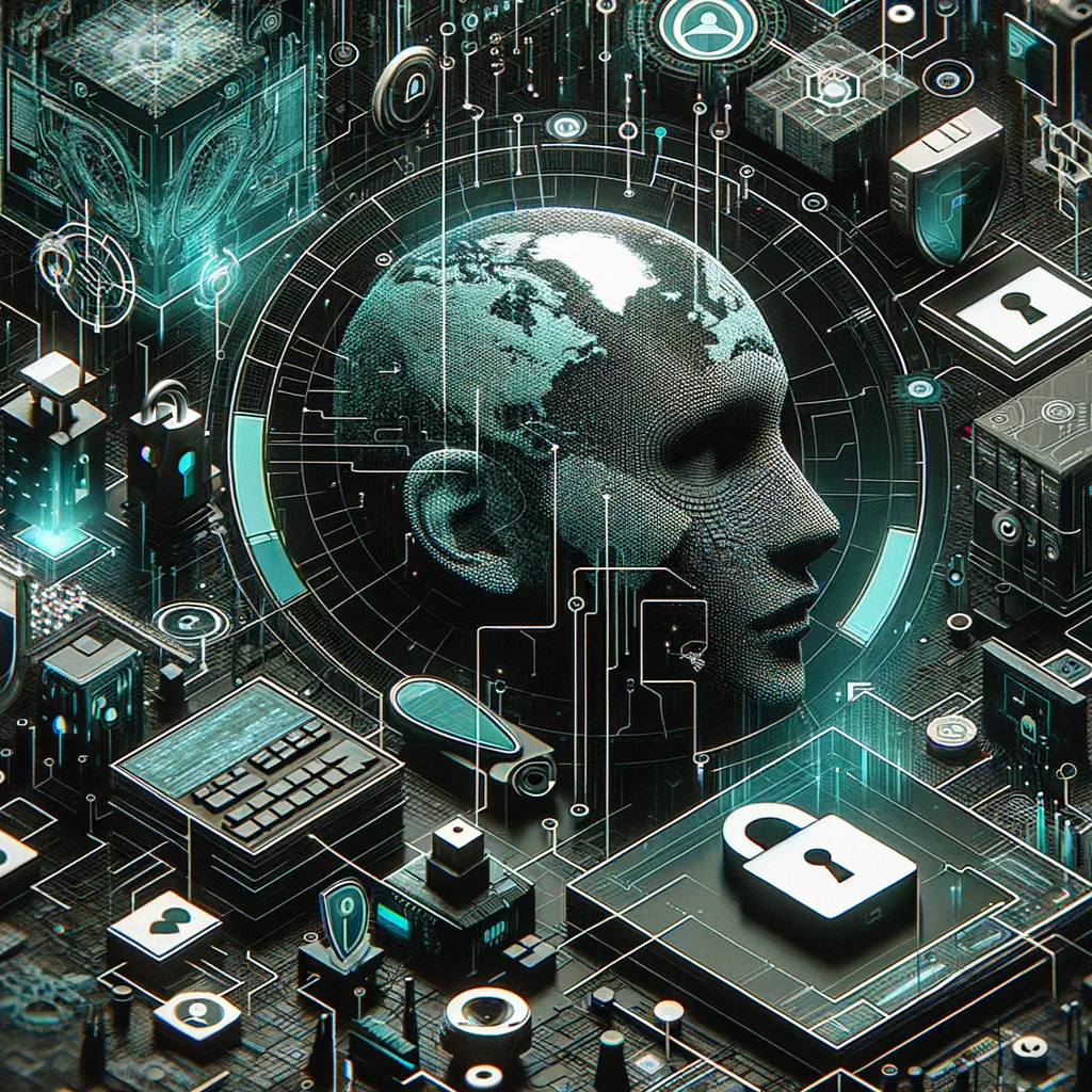 Dark digital identity security banner with padlock, fingerprint, and circuits in light teal.