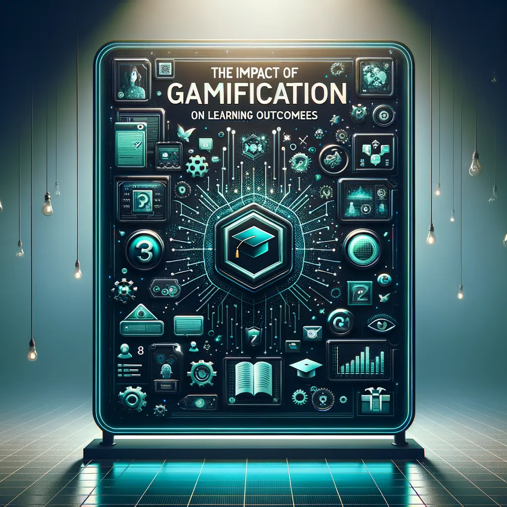 Detailed and modern gamification impact on learning banner with teal accents on dark background.