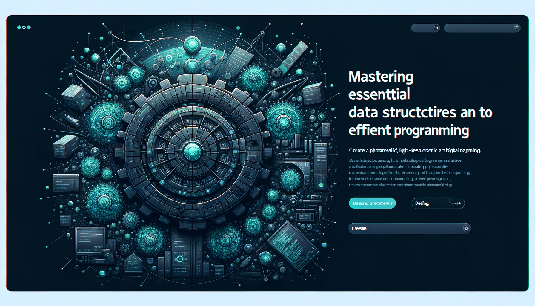 Dark tech banner showing efficient data structure diagrams glowing teal on abstract circuitry background.