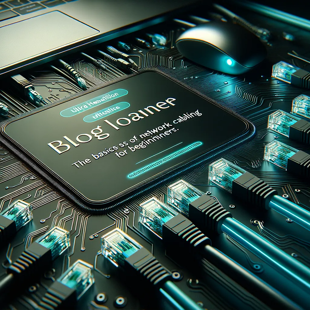 Dark tech-themed banner featuring intricate network cabling designs, with pops of light teal accents.