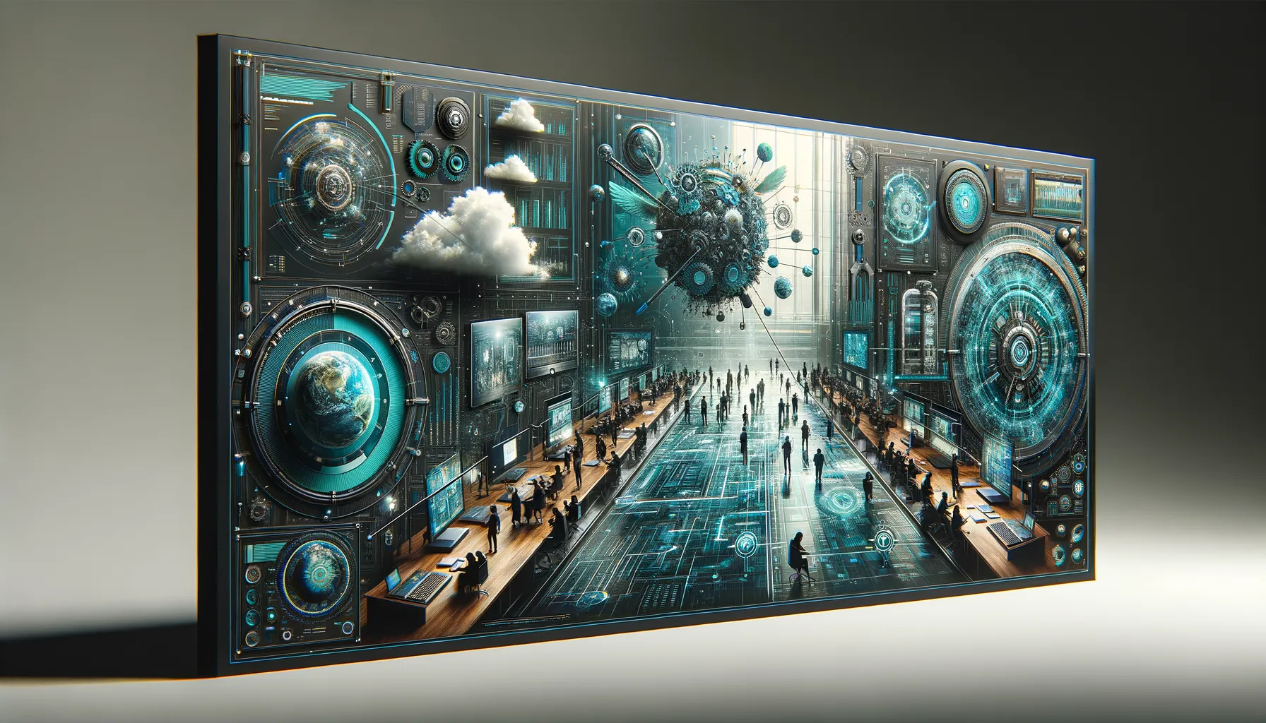 Modern dark tech blog banner: Service request management best practices for teams, teal accents.