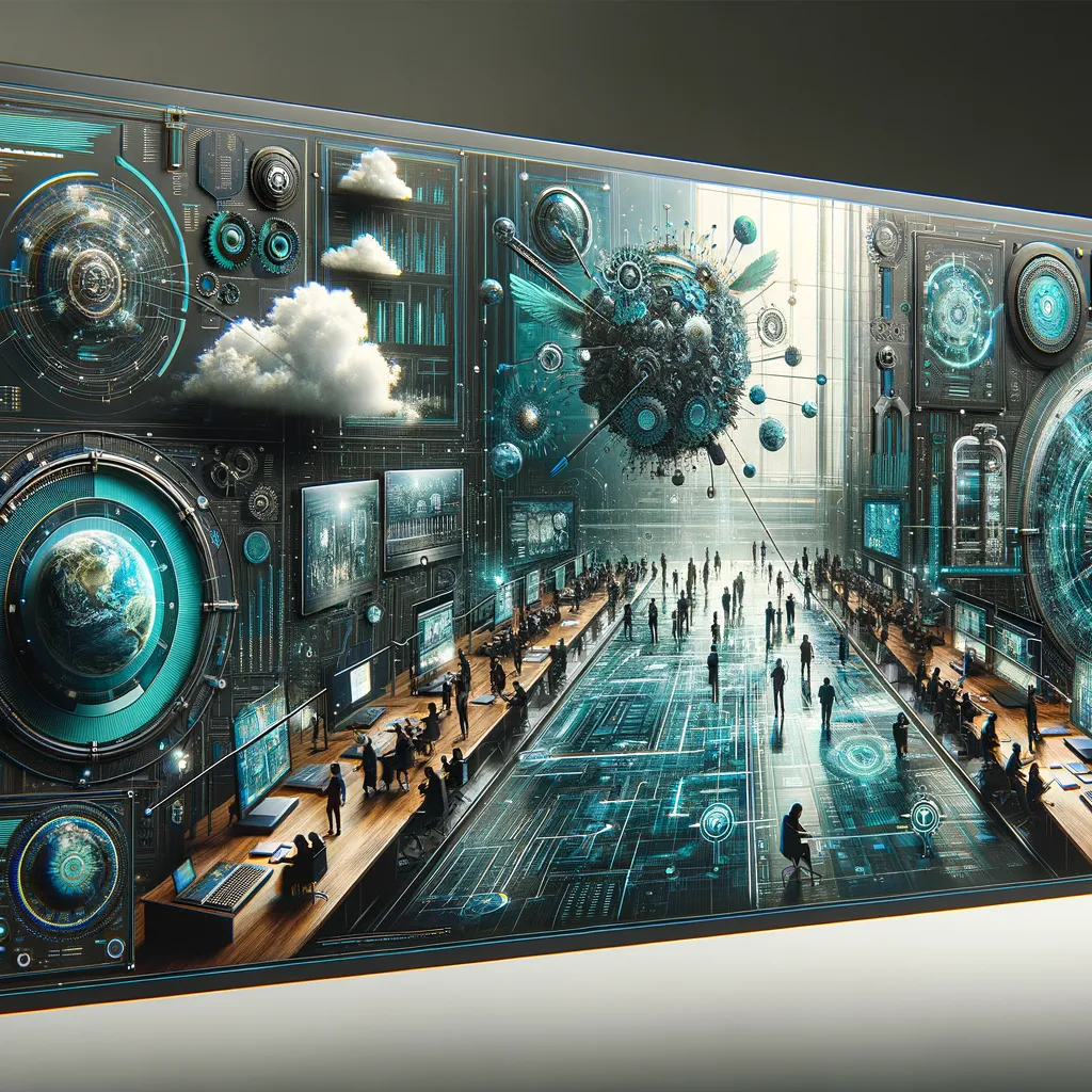 Modern dark tech blog banner: Service request management best practices for teams, teal accents.