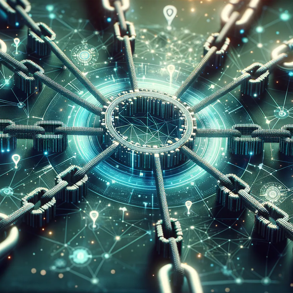 Dark and futuristic digital art banner for blog on Blockchain technology.